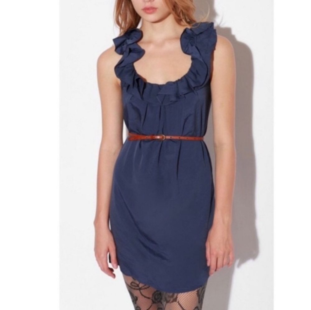 Beautiful Blue Urban Outfitters Pins & Needles Ruffle Neck Dress